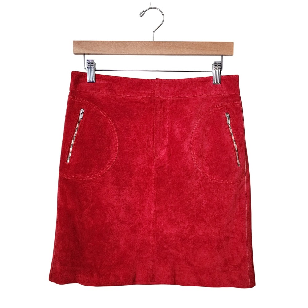 NEW‎ FRONTIER 90s Suede Mini skirt in Cherry Red size 4